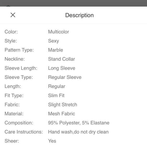 SHEIN Marble Print Stand Neck‎ Top NWOT - Picture 4 of 4